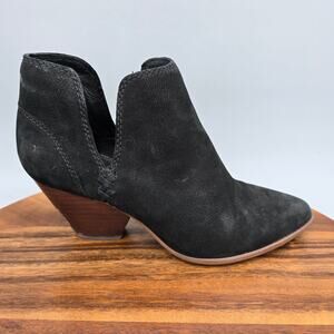 Frye Boots Womens 7 M Black Suede Leather Cutout Reina Slip On Heeled Booties